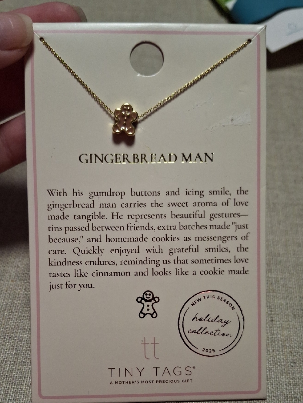 New Gold Dipped  Gingerbread Man Necklace